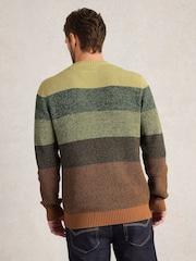 White Stuff Green Twisted Colourblock Crew 100% Organic Cotton Jumper - Image 2 of 6