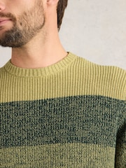 White Stuff Green Twisted Colourblock Crew 100% Organic Cotton Jumper - Image 4 of 6