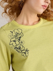 White Stuff Yellow Clara Embroidered 100% Cotton T-Shirt - Image 4 of 6