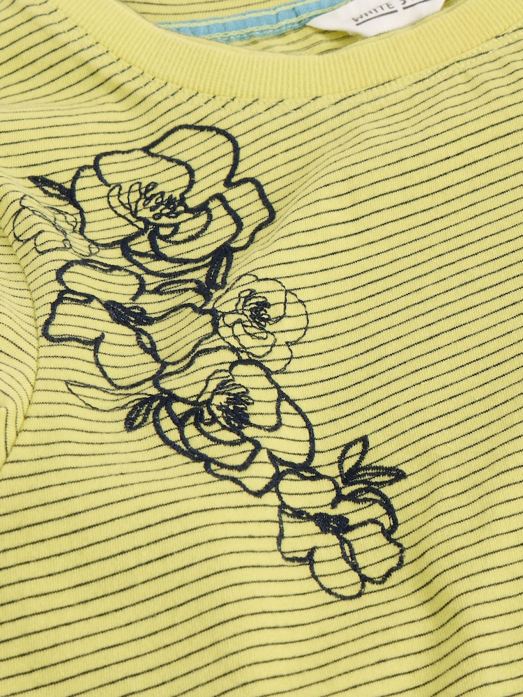 White Stuff Yellow Clara Embroidered 100% Cotton T-Shirt - Image 6 of 6