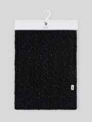 U.S. Polo Assn. Black Mens Cable Knit Winter Scarf - Image 1 of 3