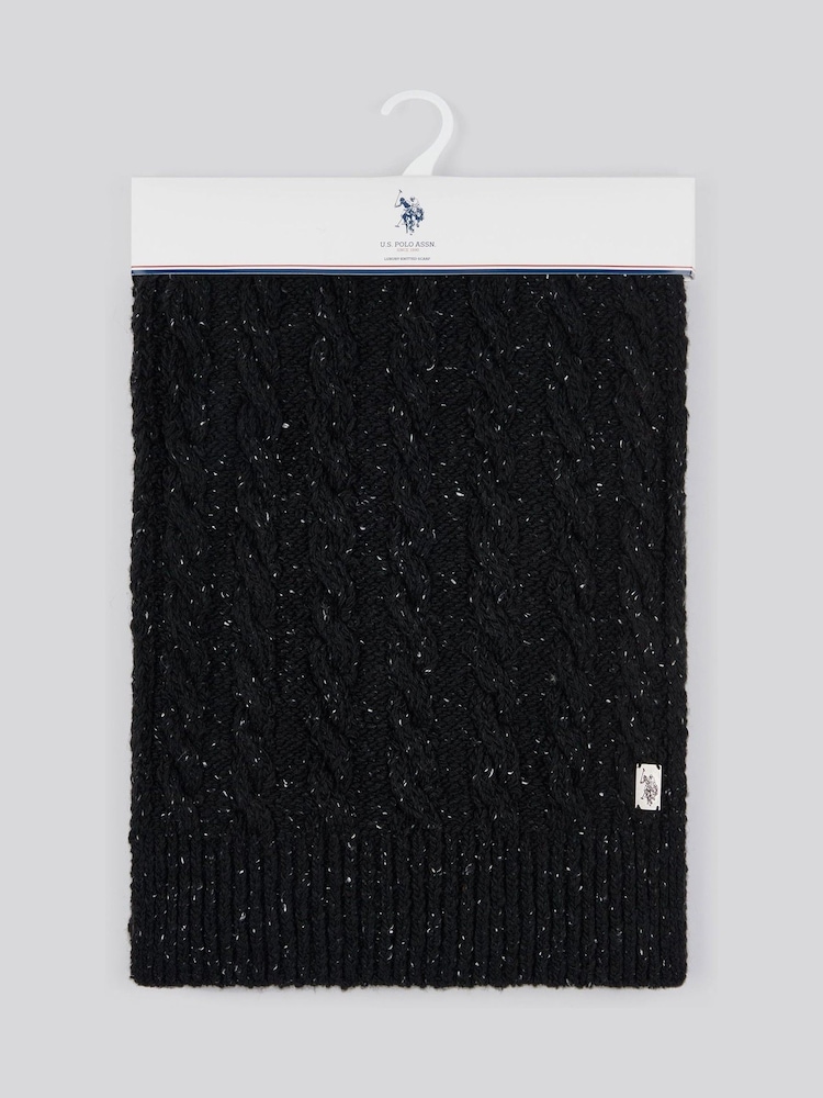 U.S. Polo Assn. Black Mens Cable Knit Winter Scarf - Image 1 of 3