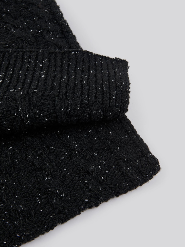 U.S. Polo Assn. Black Mens Cable Knit Winter Scarf - Image 2 of 3