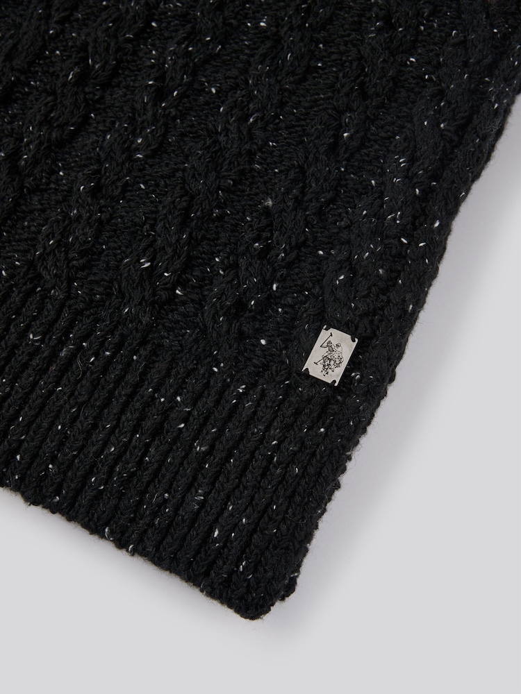 U.S. Polo Assn. Black Mens Cable Knit Winter Scarf - Image 3 of 3