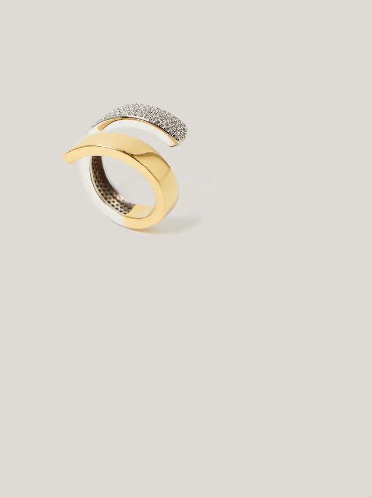 Jigsaw Gold Tone Pave Wrap Ring - Image 1 of 4