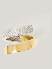 Jigsaw Gold Tone Pave Wrap Ring - Image 2 of 4