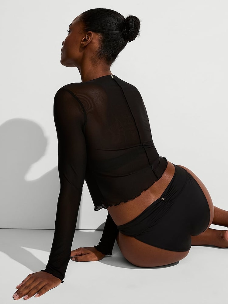 Victoria's Secret Black Mesh Long Sleeve Cover Up Top - Image 2 of 3