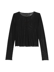 Victoria's Secret Black Mesh Long Sleeve Cover Up Top - Image 3 of 3