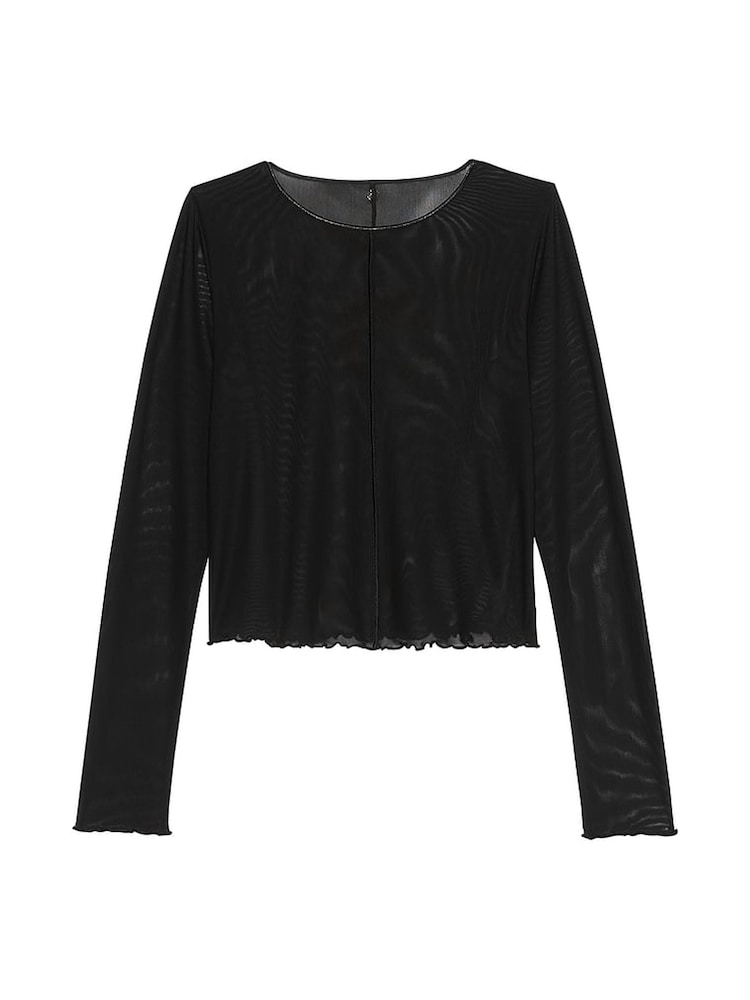 Victoria's Secret Black Mesh Long Sleeve Cover Up Top - Image 3 of 3