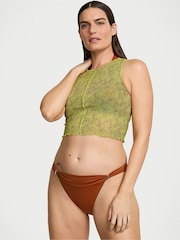Victoria's Secret Limelight Green Dots Mesh Cover Up Tank Top - Image 1 of 4