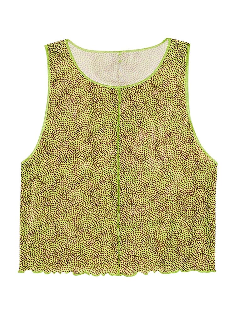 Victoria's Secret Limelight Green Dots Mesh Cover Up Tank Top - Image 4 of 4