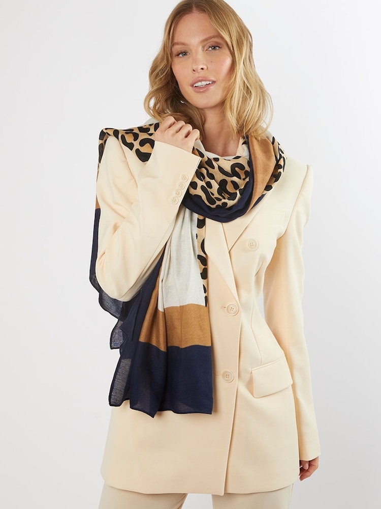 Dune London Blue Leopard Lightweight Leoaprd Scarf - Image 1 of 3