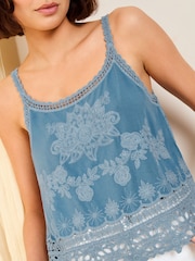 Friends Like These Blue Crochet Embroidered Cami - Image 2 of 4