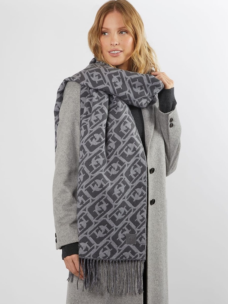 Dune London Grey Luke Midweight Jacquard Scarf - Image 1 of 3 Dune London Grey Luke Midweight Jacquard Scarf - Image 1 of 3