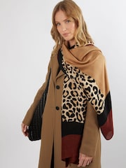 Dune London Red Leopard Lightweight Leoaprd Scarf - Image 1 of 3
