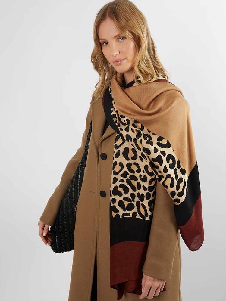 Dune London Red Leopard Lightweight Leoaprd Scarf - Image 1 of 2 Dune London Red Leopard Lightweight Leoaprd Scarf - Image 1 of 2