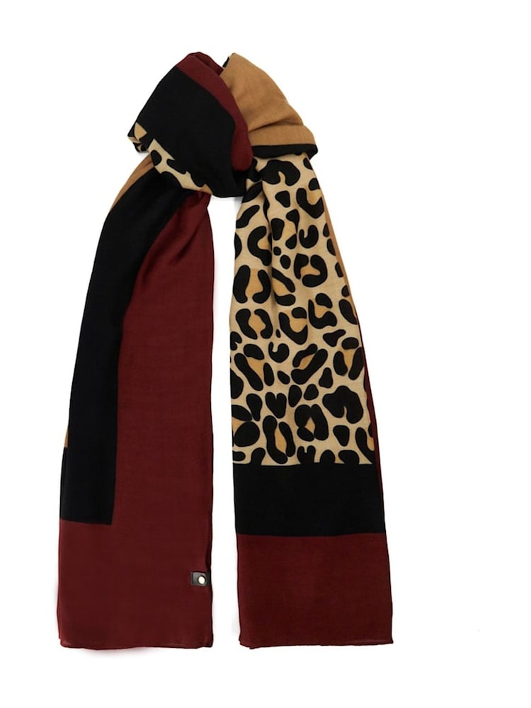 Dune London Red Leopard Lightweight Leoaprd Scarf - Image 2 of 3