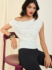 Friends Like These Cream Lace Off The Shoulder Top - Image 1 of 4