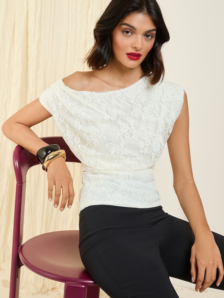 Friends Like These Cream Lace Off The Shoulder Top - Image 1 of 4