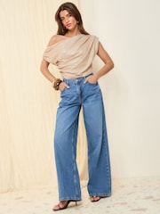 Friends Like These Metallic Gold Off The Shoulder Top - Image 2 of 4