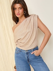 Friends Like These Metallic Gold Off The Shoulder Top - Image 3 of 4