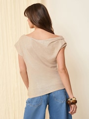 Friends Like These Metallic Gold Off The Shoulder Top - Image 4 of 4