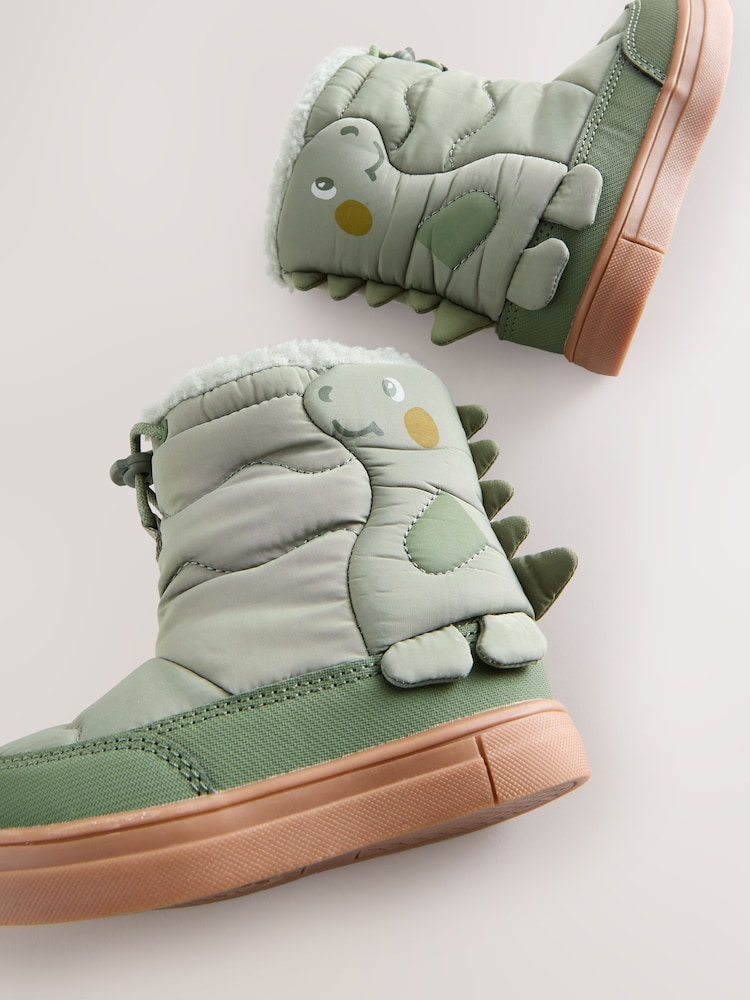Green Khaki Dino Thermal Thinsulate™ Lined Quilted Water Resistant Boots - Image 5 of 5 Green Khaki Dino Thermal Thinsulate™ Lined Quilted Water Resistant Boots - Image 5 of 5