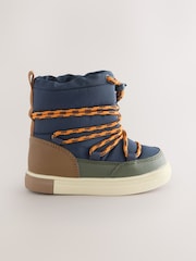 Navy/Khaki Thermal Thinsulate™ Lined Quilted Water Resistant Boots - Image 3 of 6