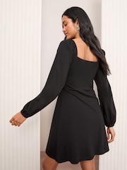 Friends Like These Black Long Sleeve Square Neck Mini Dress - Image 5 of 5