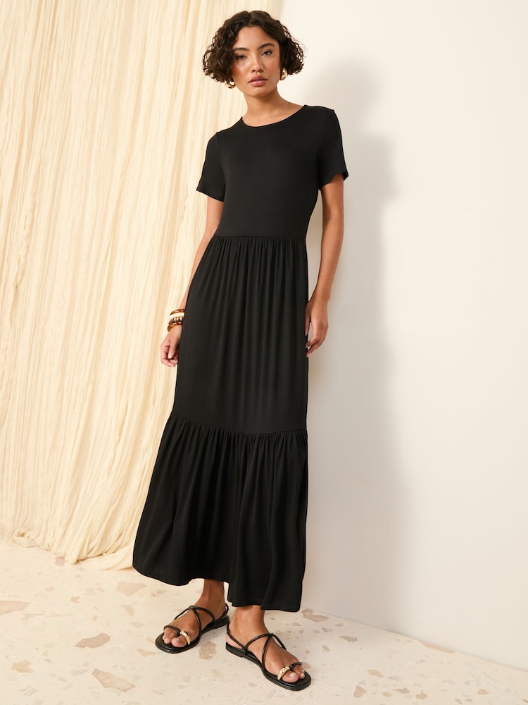 knee length dresses for ladies Lucinda Print Short Sleeve Maxi Dress
