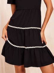 Friends Like These Black Short Sleeve Jersey Mini Dress - Image 3 of 4