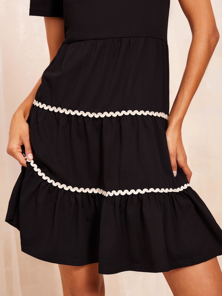 Friends Like These Black Short Sleeve Jersey Mini Dress - Image 3 of 4