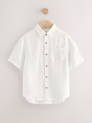 White Short Sleeve 100% Linen Shirt (3-16yrs) - Image 5 of 8