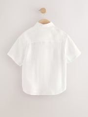 White Short Sleeve 100% Linen Shirt (3-16yrs) - Image 6 of 8