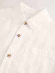 White Short Sleeve 100% Linen Shirt (3-16yrs) - Image 8 of 8