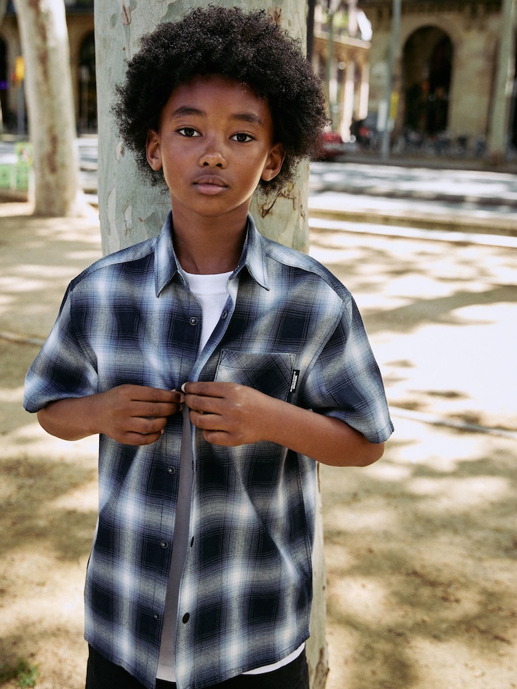 Blue Shadow Check Short Sleeve Check Shirt (3-16yrs) - Image 1 of 9