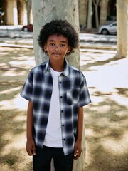 Blue Shadow Check Short Sleeve Check Shirt (3-16yrs) - Image 11 of 13