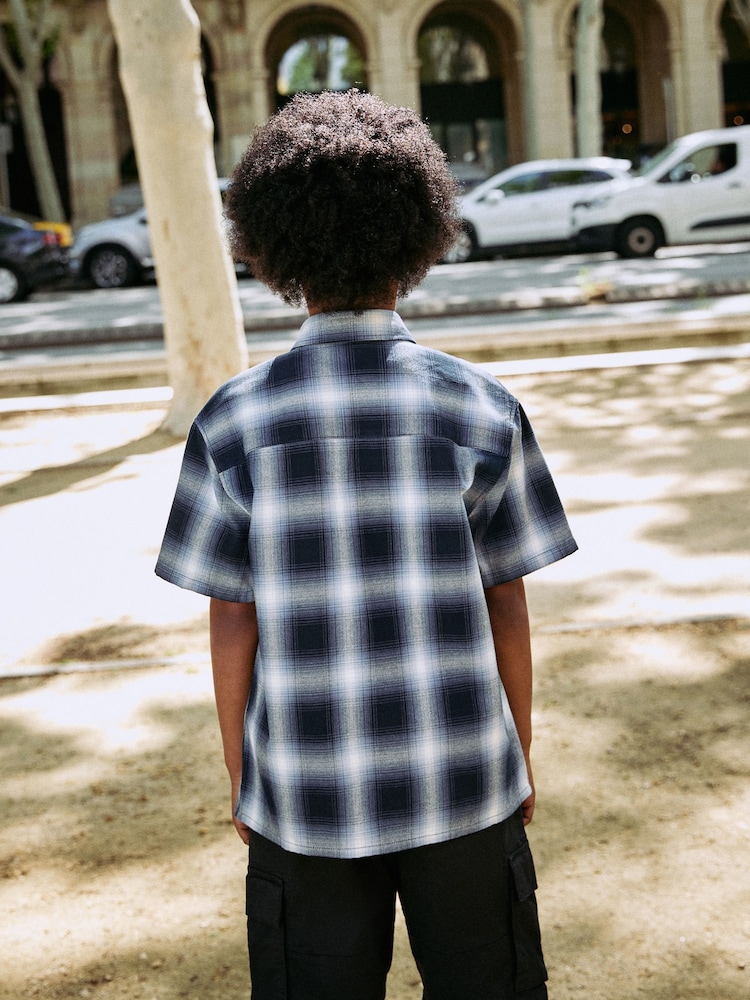 Blue Shadow Check Short Sleeve Check Shirt (3-16yrs) - Image 13 of 13