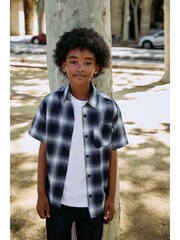 Blue Shadow Check Short Sleeve Check Shirt (3-16yrs) - Image 1 of 13