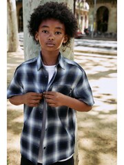 Blue Shadow Check Short Sleeve Check Shirt (3-16yrs) - Image 3 of 13