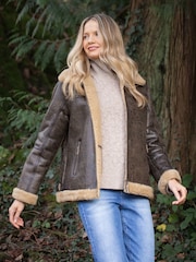 Lakeland Leather Brown Cawfell Shearling Aviator Jacket - Image 2 of 7