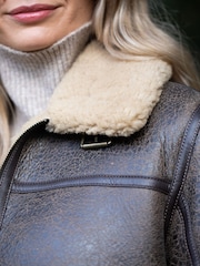 Lakeland Leather Brown Cawfell Shearling Aviator Jacket - Image 3 of 7