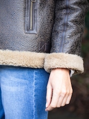 Lakeland Leather Brown Cawfell Shearling Aviator Jacket - Image 4 of 7