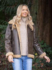 Lakeland Leather Brown Cawfell Shearling Aviator Jacket - Image 7 of 7