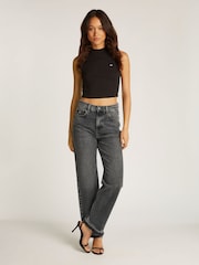 Tommy Jeans Black Slim Layla High Rise Straight Jeans - Image 3 of 7