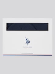 Синий - US Polo Assn. Мужской комплект из вязаной бини и шарфа в рубчик Winter - Изображение 1 из 4