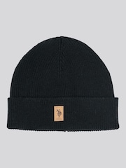 U.S. Polo Assn. Black Winter Mens Luxury Rib Knit Beanie And Scarf Box Set - Image 2 of 4