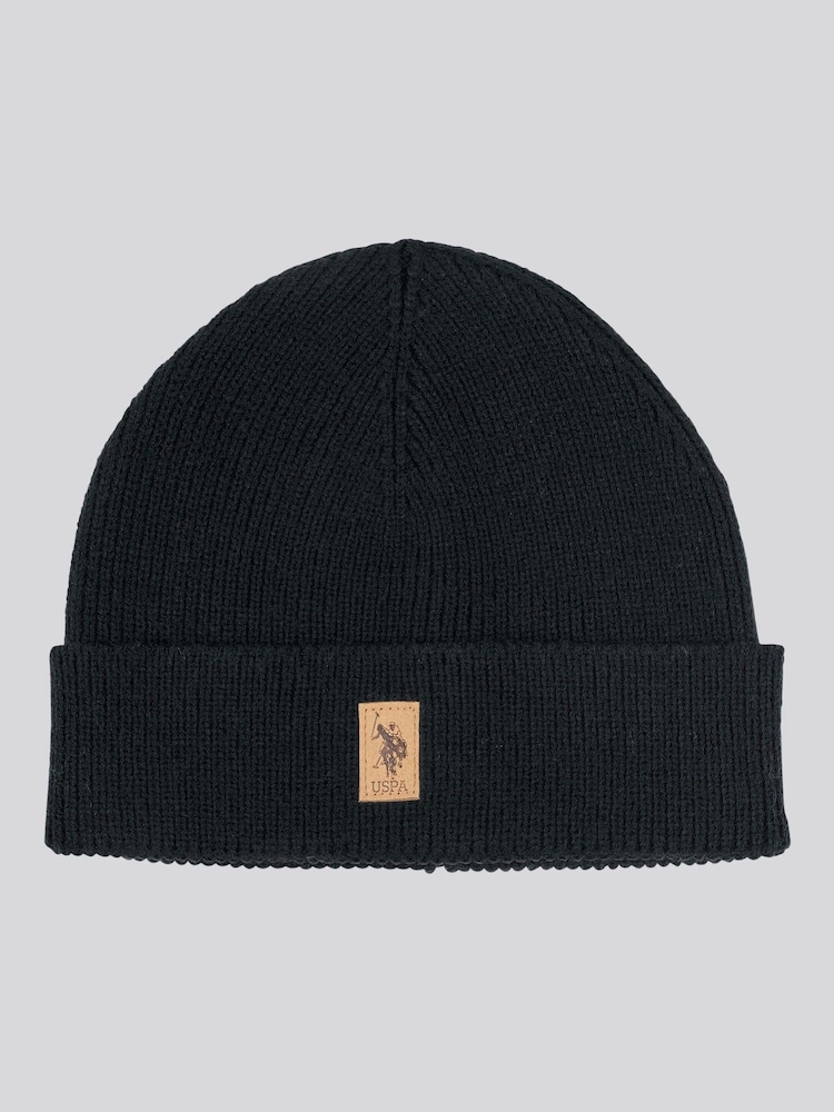 U.S. Polo Assn. Black Winter Mens Luxury Rib Knit Beanie And Scarf Box Set - Image 2 of 4