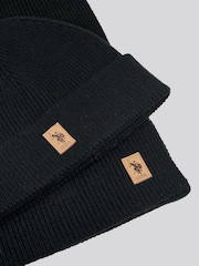 U.S. Polo Assn. Black Winter Mens Luxury Rib Knit Beanie And Scarf Box Set - Image 4 of 4