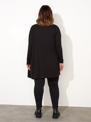 Live Unlimited Black Jersey Longline Waterfall Cardigan - Image 2 of 4